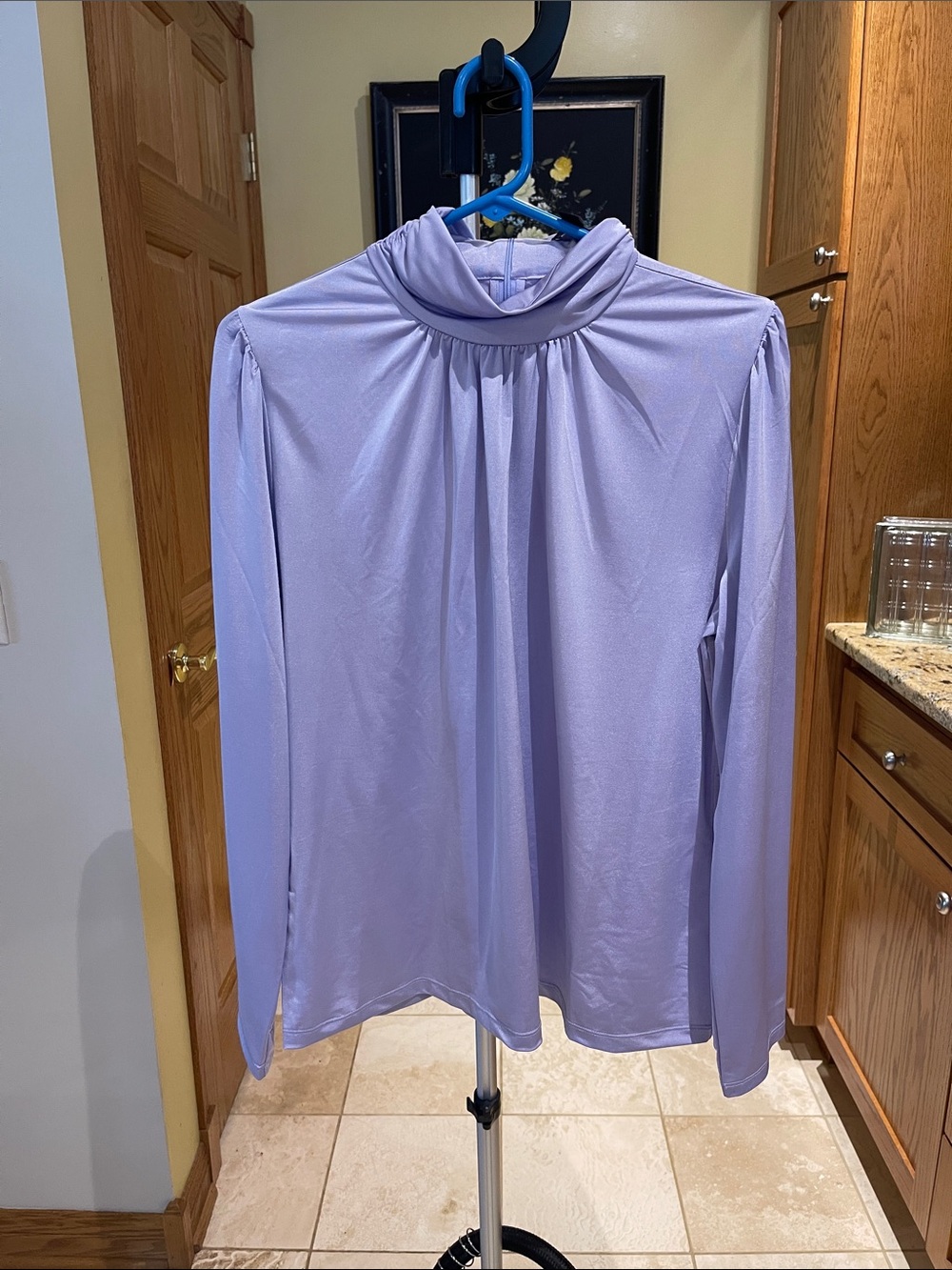 Ann Taylor Lavender Long Sleeve Mock Neck Top